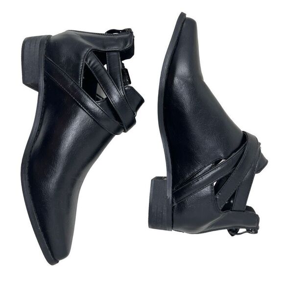 Pink Martini Womens Crisscross Buckle Strap Back Zip Ankle Booties Black Size 37 - Picture 5 of 10
